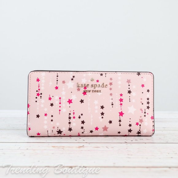 kate spade Handbags - NWT Kate Spade Staci Twinkle Printed Large Slim Bifold Wallet in Pink Multi